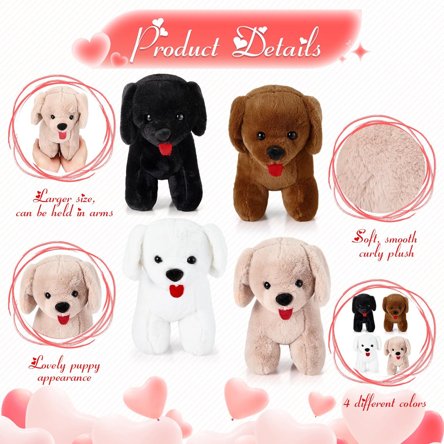 Syhood 16 Pcs Plush Dogs 7.87 Inches Stuffed Dogs Bulk Valentines Party Favor Gift Plush Stuffed Animal For Girls Boys Goodie Bag Birthday(Labrador)