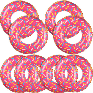 Leitee 8 Pcs Kids Inflatable Donut 21.7 Inch Sprinkle Donut Pool Floats Doughnut Inflatable Swim Tube Swimming Ring Colorful Bea