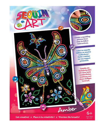 Sequin Art Red, Butterfly, Sparkling Arts and Crafts Picture Kit; Creative Crafts for Adults and Kids