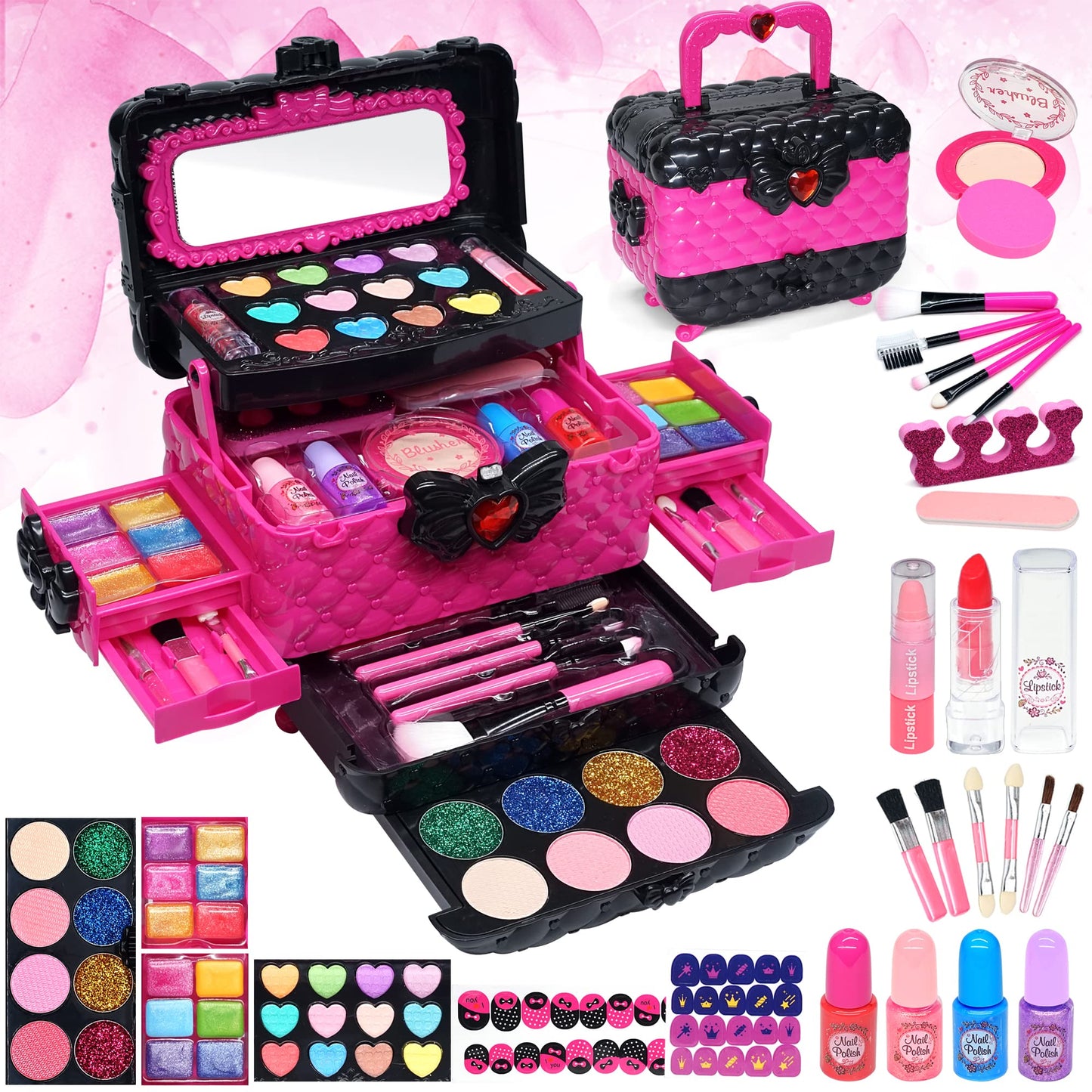 Kids Makeup Kit Toys for Girls - Child Real Makeup Toys for Girls, Washable Make Up for Little Girls, Non ToxicToddlers Pretend