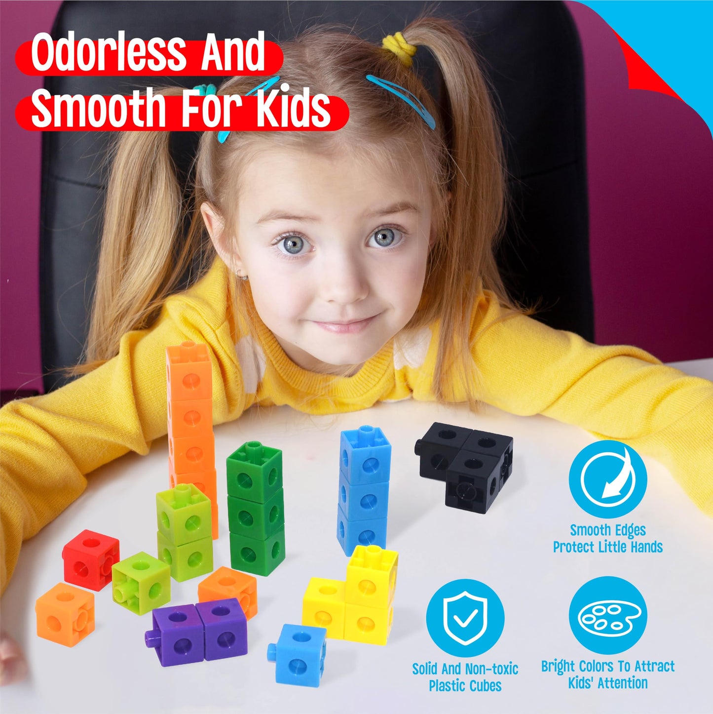 Spritegru Math Linking Cubes, Set Of 100 Math Cubes Manipulative Connecting And Counting Snap Blocks For Early Math And Construction, Educational Toy For Preschool, Kindergarten, Homeschool