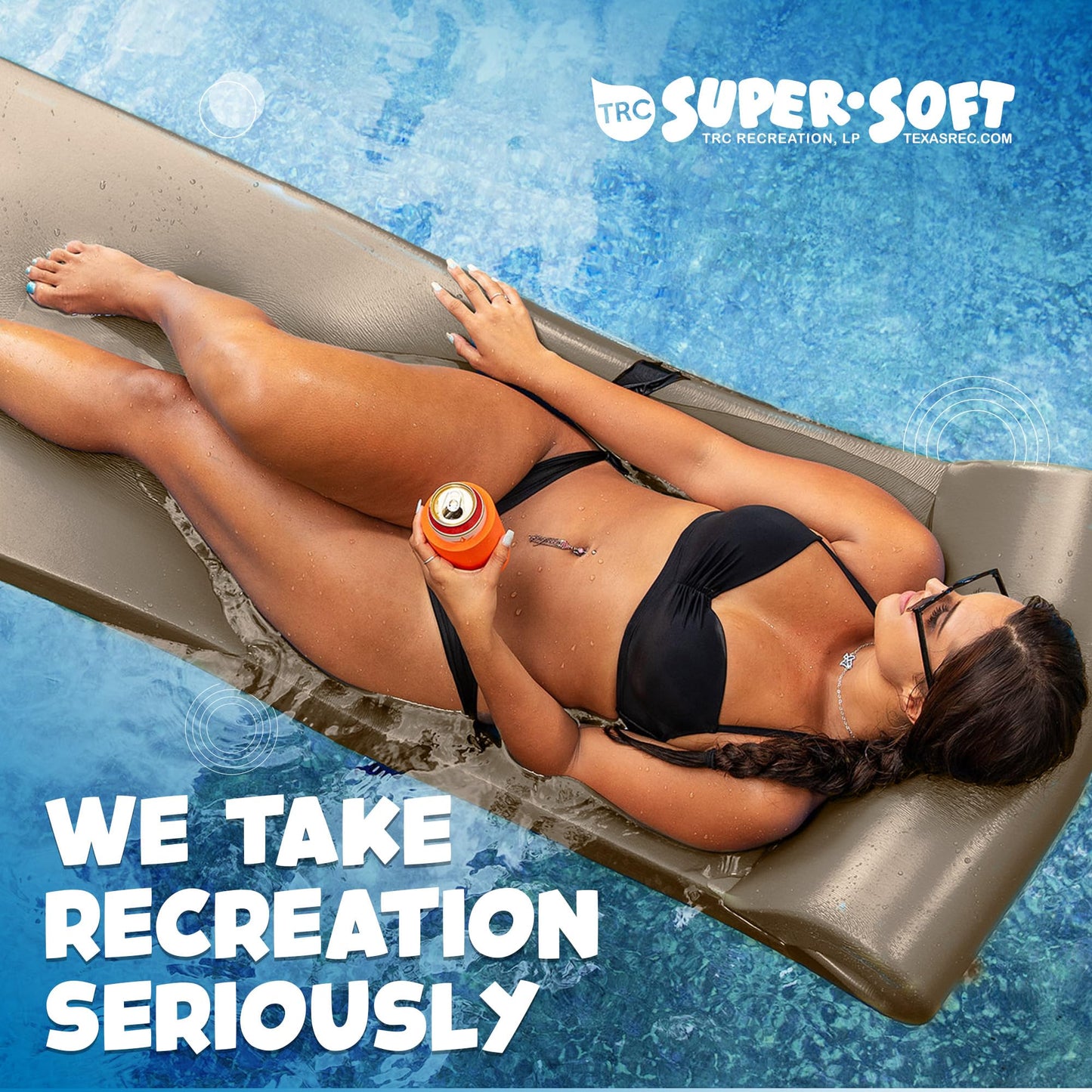 Trc Recreation Sunsation 1.75' Thick Foam Lounger Swimming Pool Float, Bronze