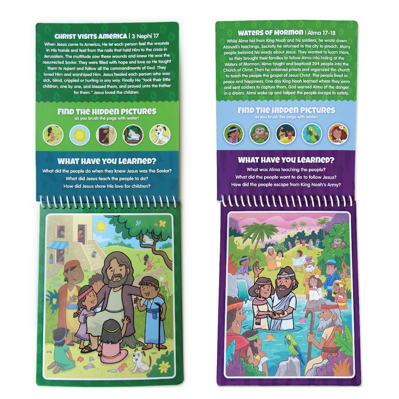 Two Pack Book Of Mormon Aqua Brush Activity Book Set, Color With Water Reusable Travel Activity By Kanga Toys