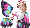 iROLEWIN Kids Toddler Butterfly-Wings-Costume for Girls Fairy-Wings Tutu Headband as Princess Dress-Up Toys Birthday Gifts 3+