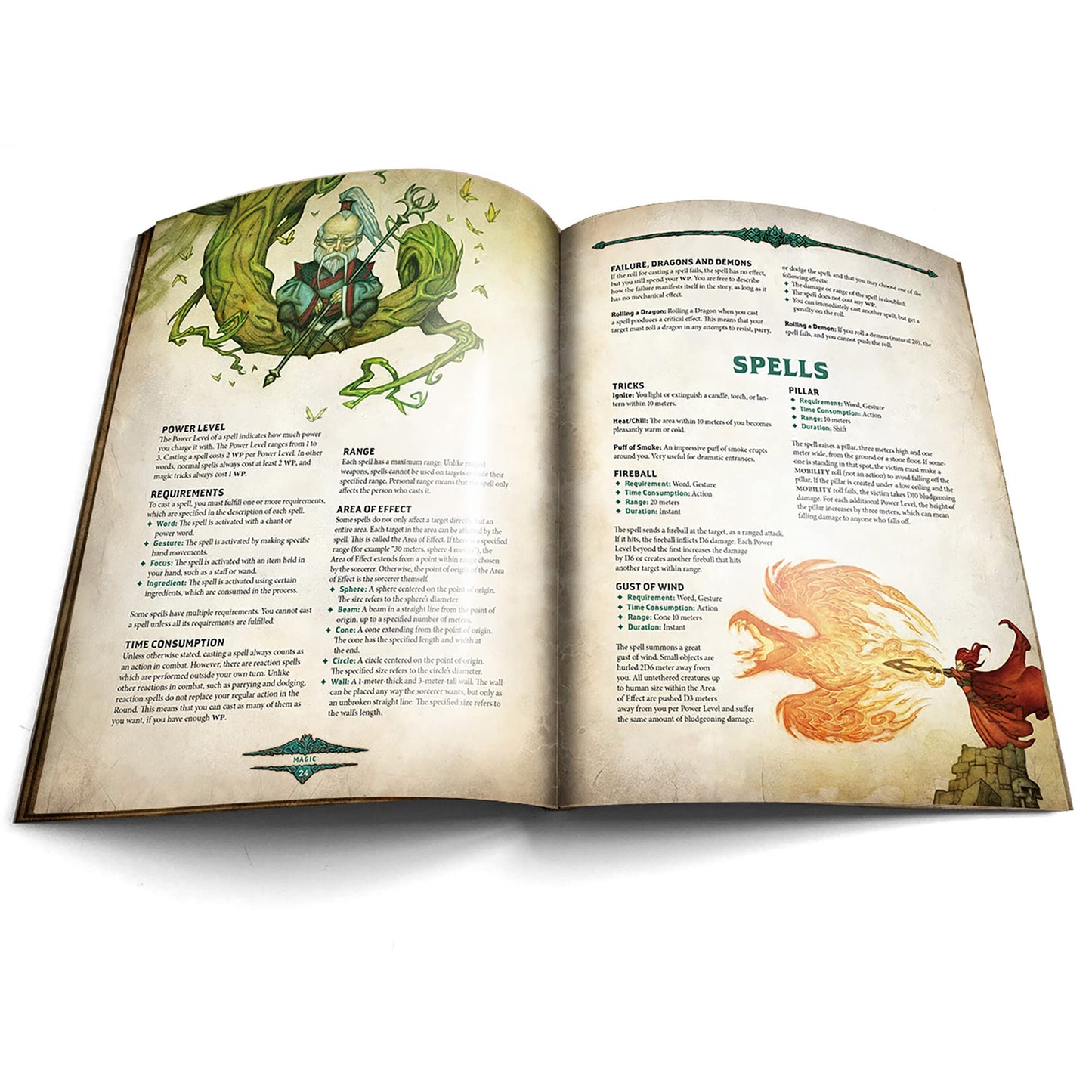 Free League Dragonbane RPG Core Set - Includes Dice, Rulebook, Adventures, Map - Medium Size - Green, Brown, Beige - Model 230017