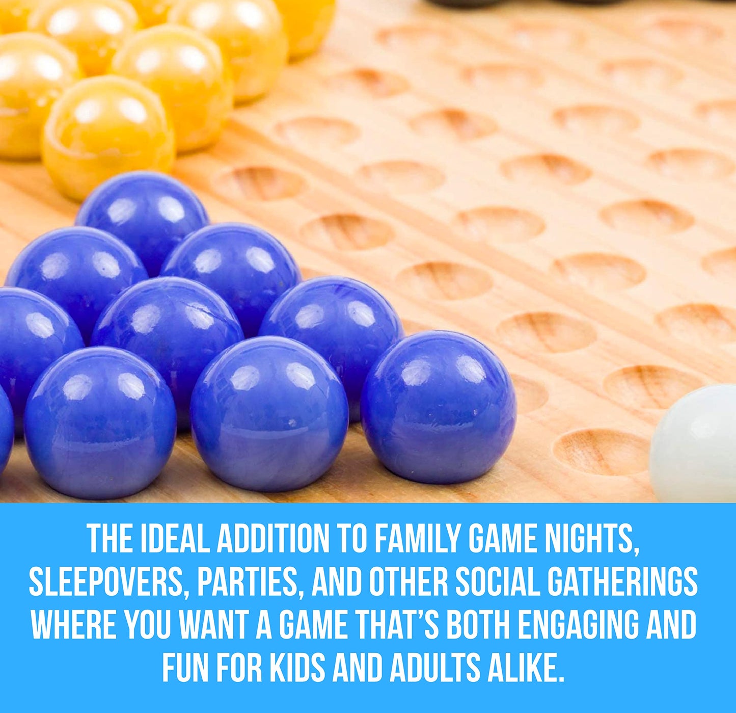 Regal Games Chinese Checkers Board Game With 60 Glass Marbles And 11.5” Board - Wooden Family Fun Game Set