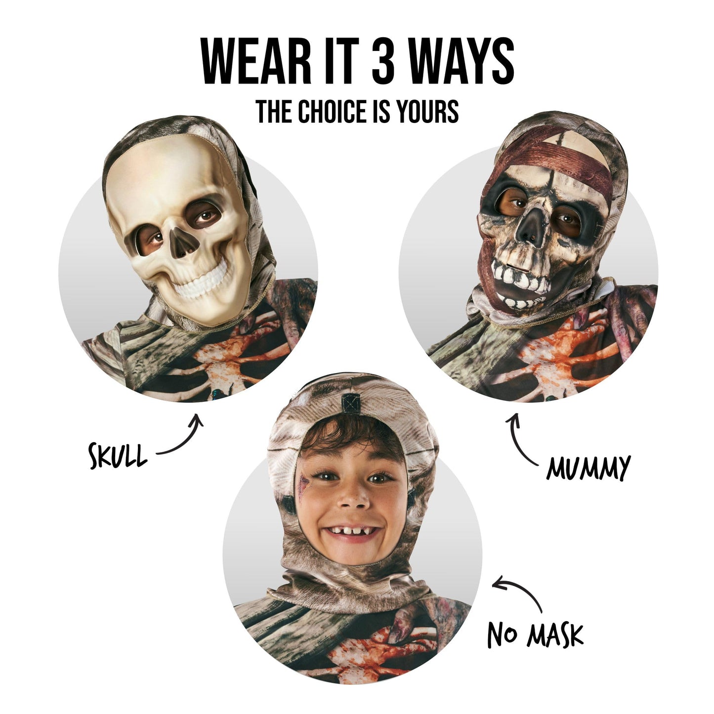 Morph Mummy Costume for Kids, 2 Faced Kids Mummy Costume, Mummy Kids Costume, Mummy Halloween Costumes for Kids, Mummy Costume f