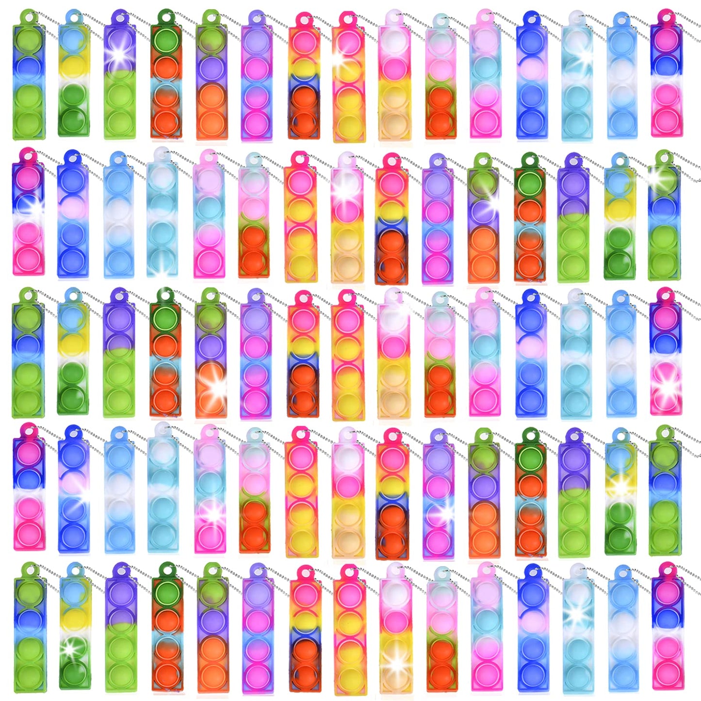 75Pcs Mini Pop Fidget Keychain Toys Easter Basket Stuffers For Kids Mini Pop Bulk Party Favors For Kids 3-5 4-8 Push Popping Bubble Sensory Toy Party Bag Fillers Pop Anti-Anxietyt Toy For Kids Adults