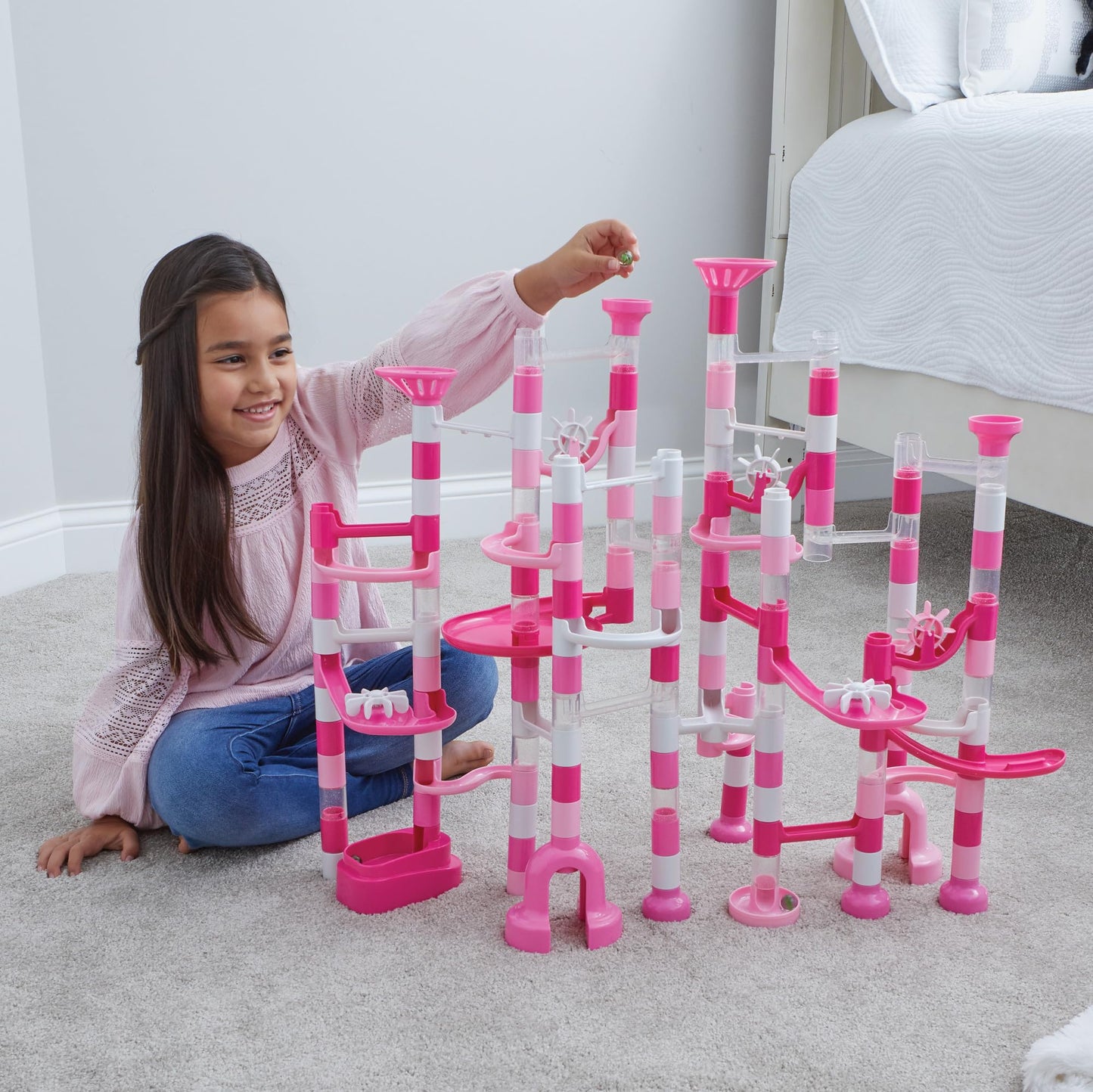 Mindware Pink Sparkle Marble Run Set With 103 Pieces