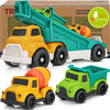 Toddler Trucks Toys 2-3, PVC, BPA Free Toy Cars for Toddlers 2-4 with Dump Truck, Mixer Cement, Construction Vehicle Toys Set fo