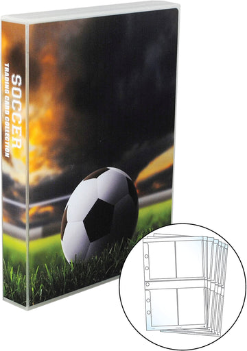 Unikeep Trading Card Binder With Soccer Theme - Card Collection Case With 100 Top Loading Pockets - For Baseball Cards, Soccer Cards, Tcg, Mtg, Pokemon, Or Yugioh
