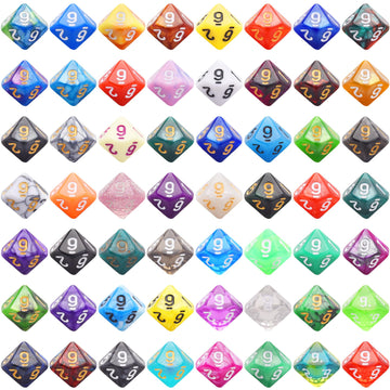 AUSTOR 56 Pieces 10 Sided Dice Set Mix Color D10 Dice Polyhedral Dice Assortment with a Black Velvet Storage Bag for DND RPG MTG