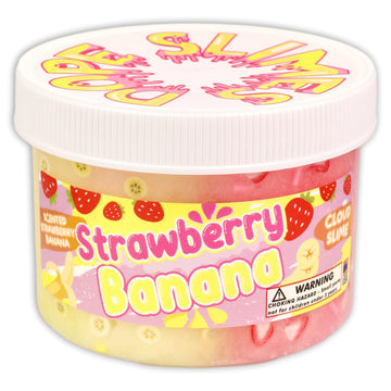 Strawberry Banana (8 Fl/Oz) - Scented Cloud Textured Slime - Handmade In Usa - Dope Slimes - Pink/Yellow