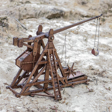 YAQUMW The Mini Counterweight Trebuchet Europe Medieval Siege Equipment Chariot Catapult DIY 3D Wooden Puzzles Model Kits for mature-themeds STEM Projects Tabletop Toy