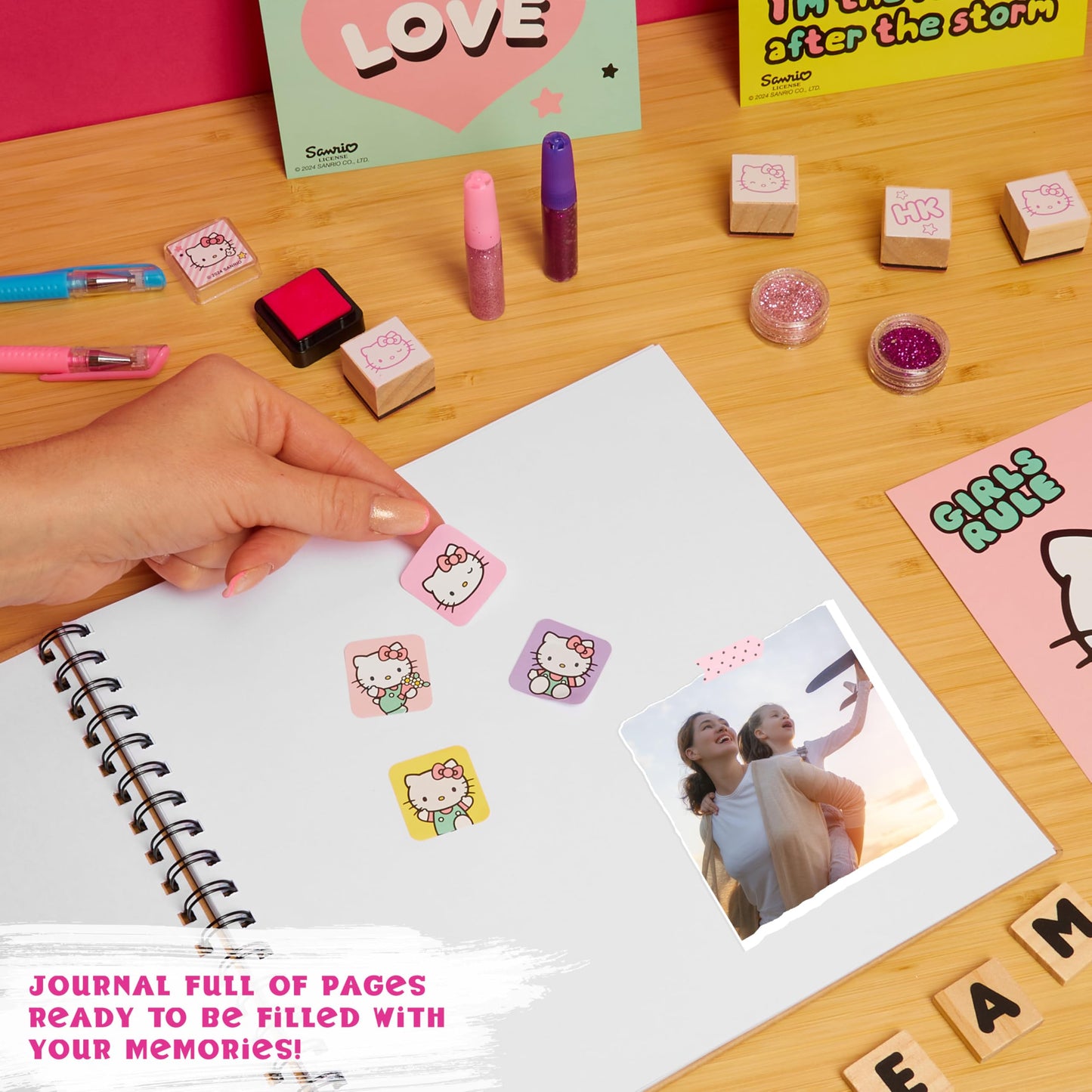 Hello Kitty Sanrio Scrapbook Kit for Girls with Notebook Stickers Stamps Gel Pens Kawaii Art Supplies Cute Gifts for Girls