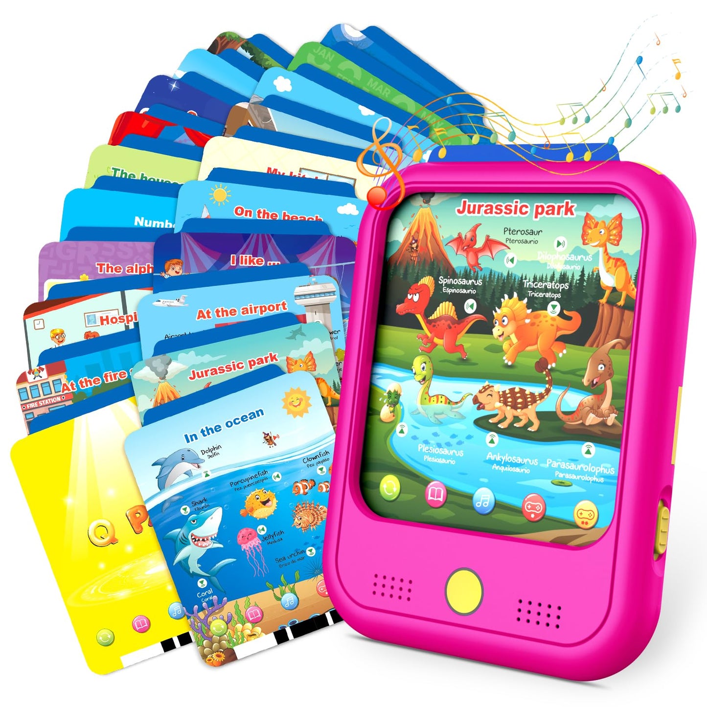 Qiaojoy Kids Learning Tablet Educational Learning Pad For Toddlers 2-5 To Learn Alphabets, Numbers, Foods, Time, Music, Vehicles