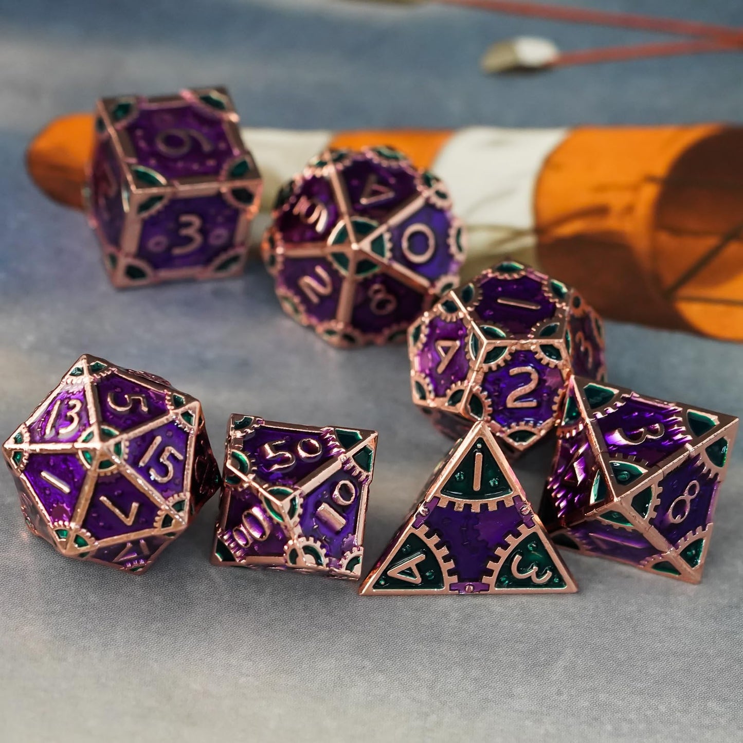 UDIXI Metal Dice Set D&D, 7PCS Metal DND Dice Steampunk Gear Dice for Dungeons and Dragons Role Playing Games and Other Tabletop