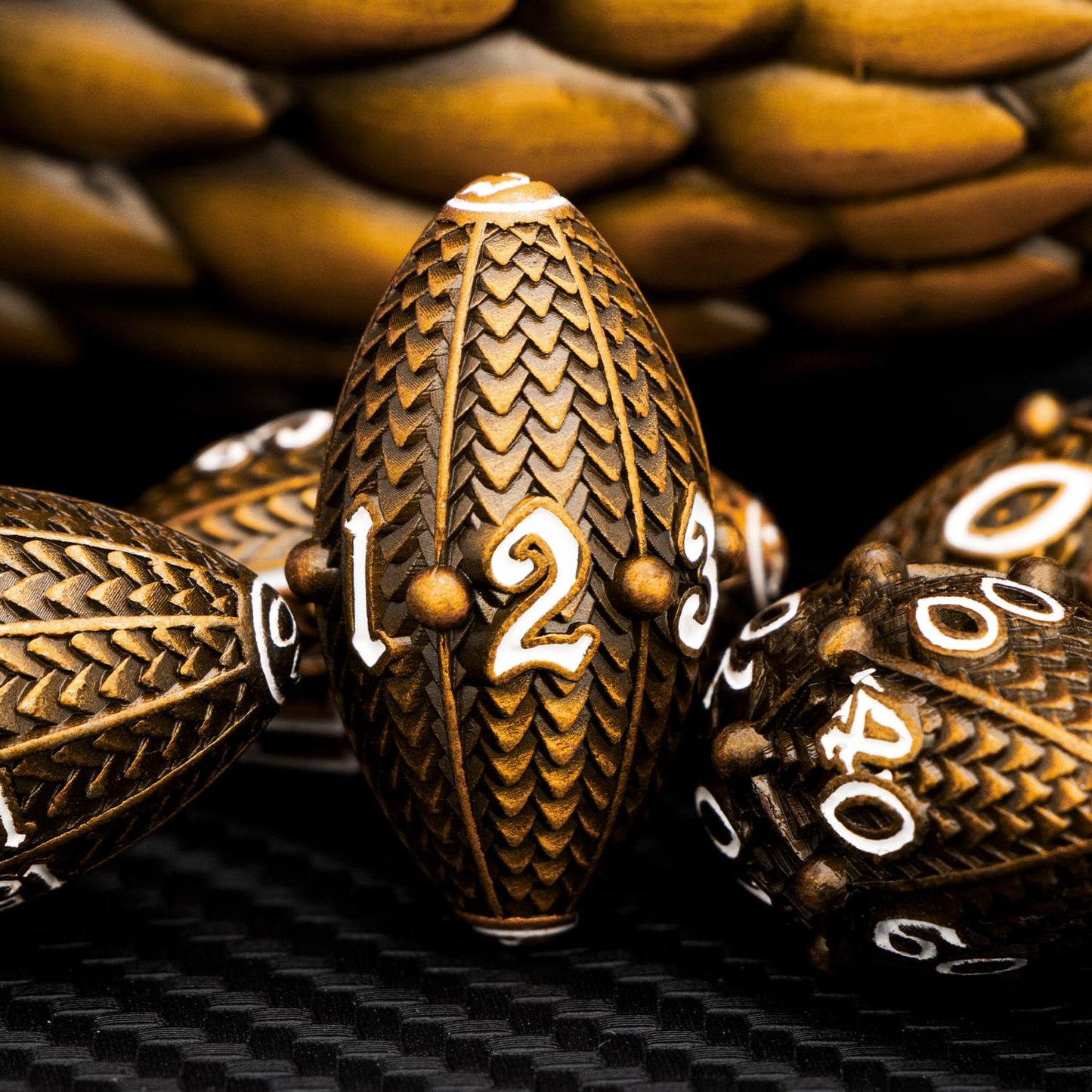 ARUOHHA DND Metal Dice Antique Gold Dragon Egg Dice with Rotating Dragon Egg Shell, Dungeons and Dragons Role Playing Game RPG D