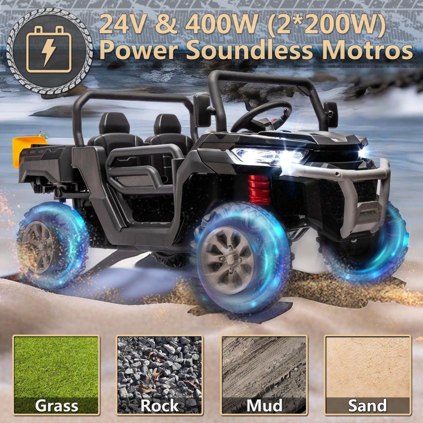 24V Ride On Toys For Big Kids W/Remote Control, 2 Seater Kids Utv W/20 Seat, 2X200W Powerful Motors, 24V Ride On Dump Truck W/Du