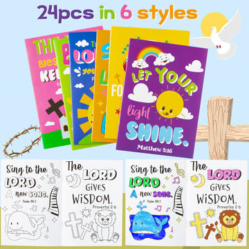 Dvbonike 24Pcs Bible Coloring Books Religious Theme Diy Color-In Pages With Inspirational Words Drawing Holiday Christian Activi