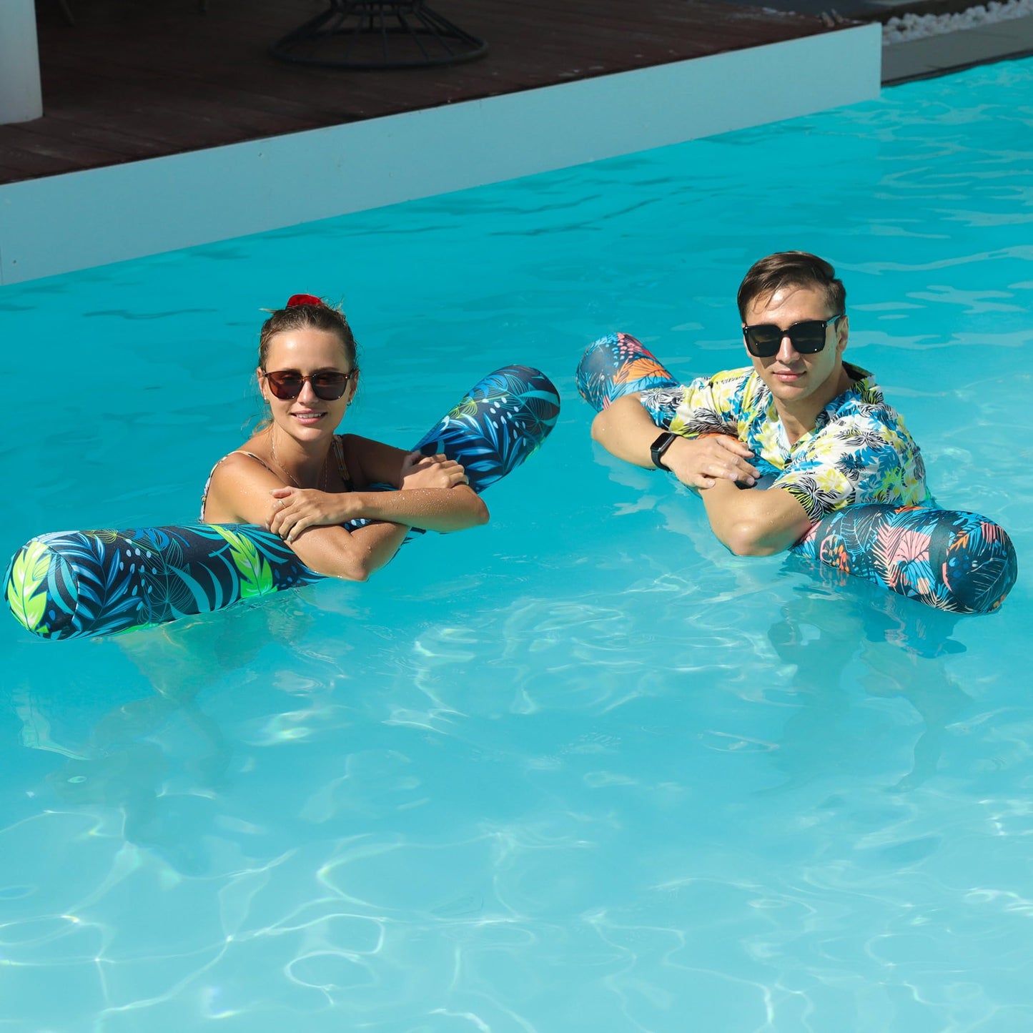 Parentswell 2 Pack Inflatable Pool Noodles, Fabric Covered Swim Noodles Floats Adults Swimming Pool Floats For Summer Beach Trav