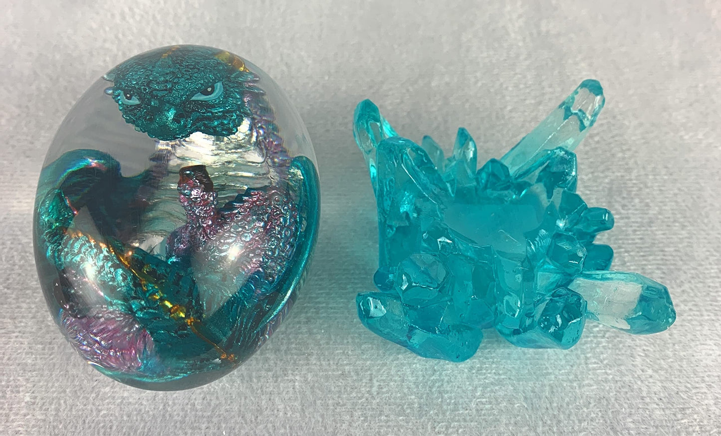 Aint It Nice Lava Dragon Egg Statue Blue Dragon Figurine Silver Chest Transparent Dragon Egg Collectible Medieval Fantasy D Cor