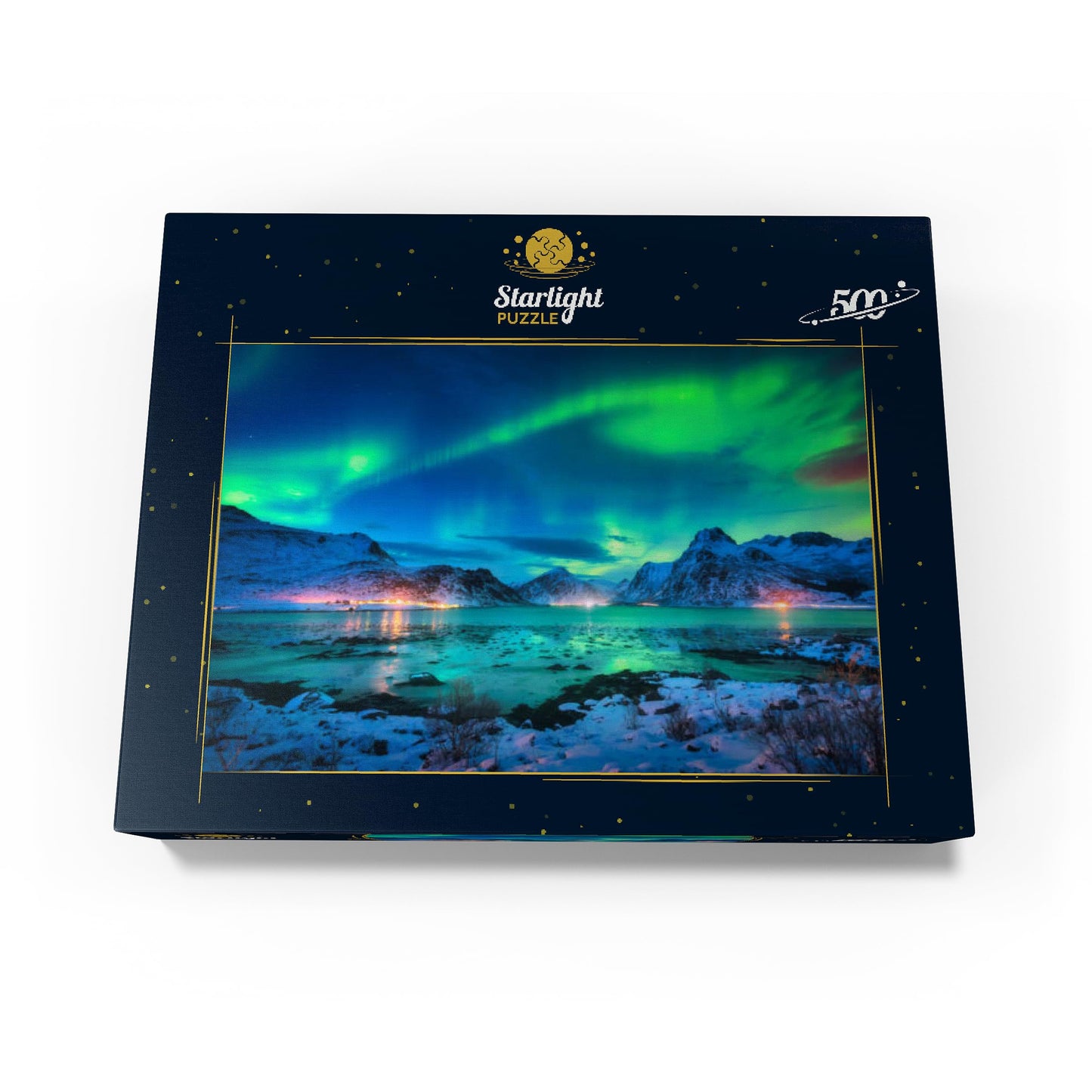 Mypuzzle Aurora Borealis Over Sea Coast, Lights At Night. Northern Lights On Lofoten Islands, Norway - Premium 500 Piece Jigsaw