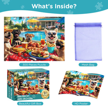 300 Piece Puzzles for mature-themeds Jigsaw Puzzles 300 Pieces Puppies Puzzle Games Animals Pet Puzzle Dog Puzzles for mature-themeds Kids Seniors enhanced Cardboard Family Activity Night Gift Toy 20.5x15in