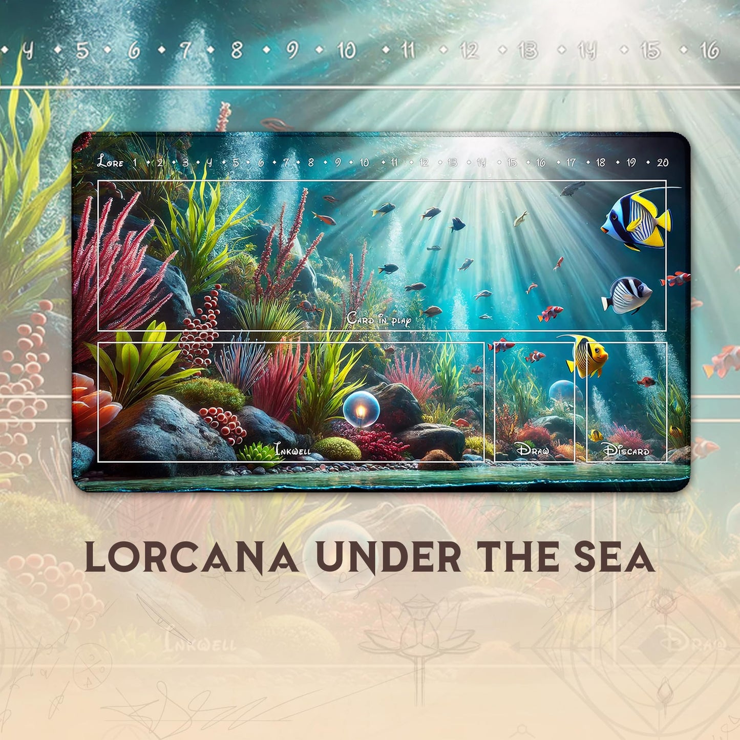 Wizcraft Gaming Paramint Lorcana Under The Sea (Stitched)- Lorcana Playmat - Lorcana Mat, Lorcana Game Mat - Non-Slip Rubber Wit