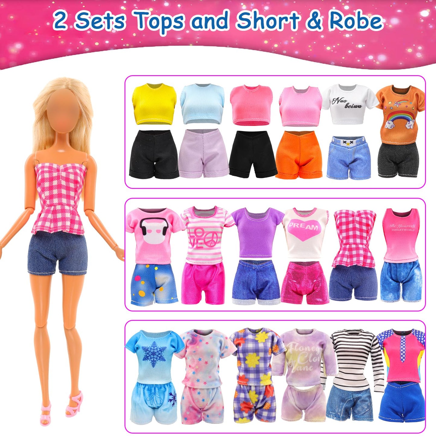Barwa 9 Sets Doll Clothes Hooded Sports Suit Casual Outfits Tops And Pants Doll Pajamas For 11.5 Inch Girls Doll