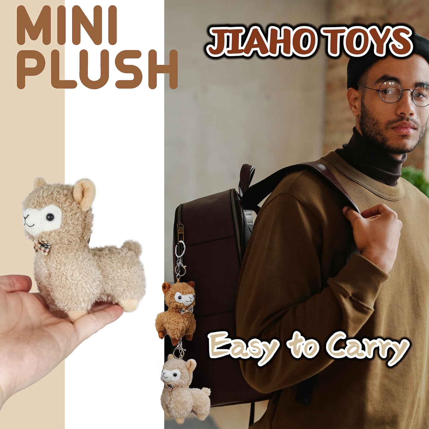 JIAHO 2 Pcs Cute Alpaca Stuffed Animals for Girls and Boys Soft Mini Alpaca Plush Toys Sheep Stuffed Animal Bulk Kawaii Plushies Treasure Box Plush Doll Toys for Classroom Christmas Decorations