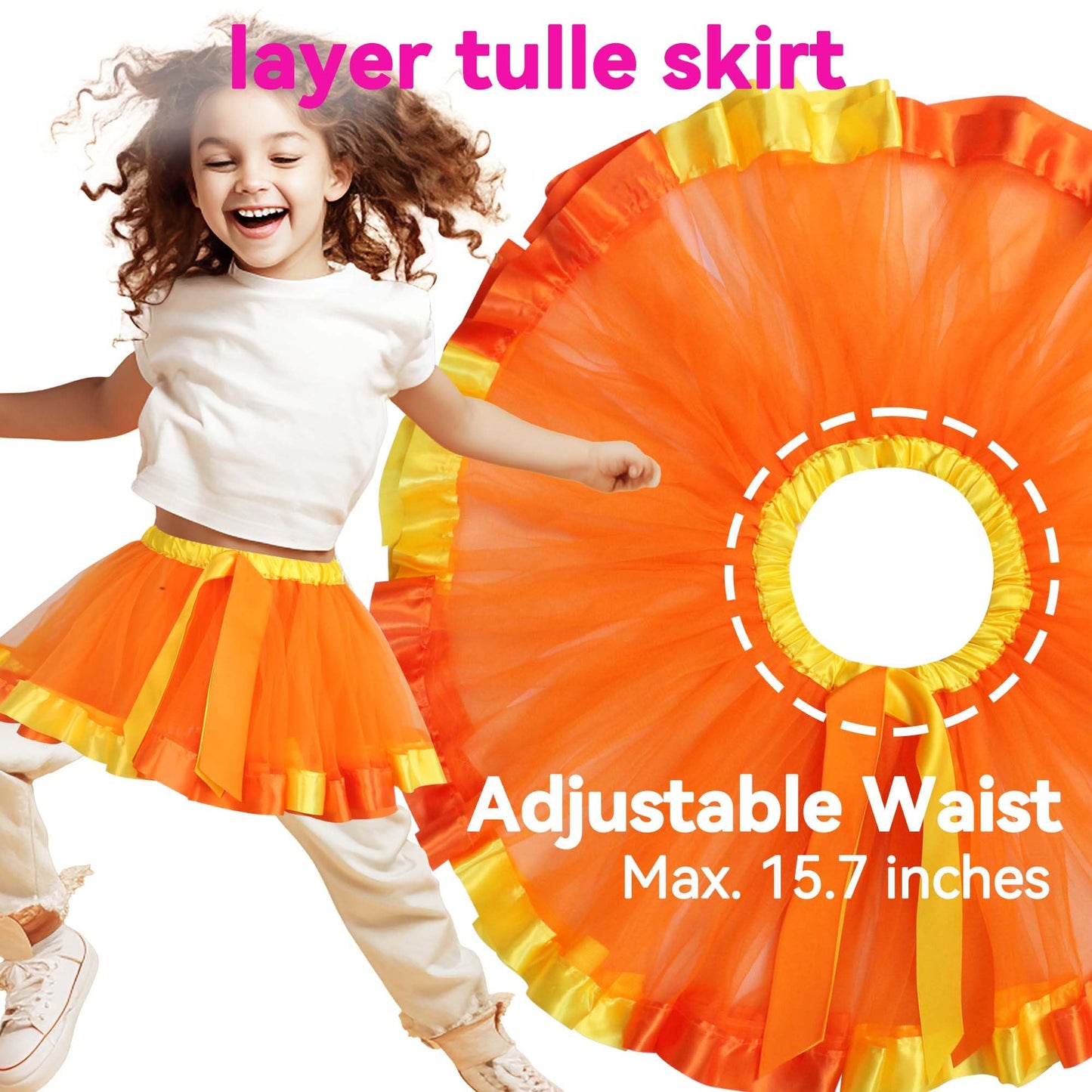 D.Q.Z Fairy Butterfly-Wings Costumes For Girls Dress Up Clothes Rainbow Tutu Mask Headband Role Play Toys For Girl 3-8 Gift (Ora