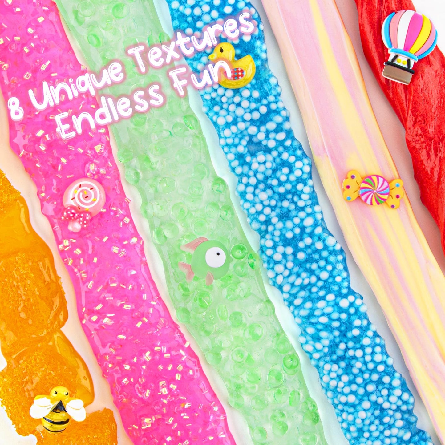 Okaybee Slime Variety Pack Different Textures, 8 Pack Slime Kit Include Butter Slime, Cloud Slime & Clear Slime, Honeycomb Slime
