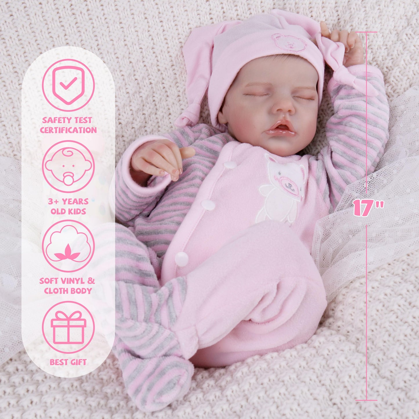 Milidool Reborn Baby Dolls - 17 Inch Soft Vinyl Realistic-Adorable Baby Doll Real Life Lifelike Baby Dolls With Complete Accessories Perfect For Cuddling, Playtime, And Gift Giving