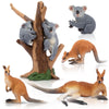 Toymany 7PCS Australian Wildlife Animal Figurines Set - Plastic Koala & Kangaroo Cake Toppers for Kids - Assorted Colors