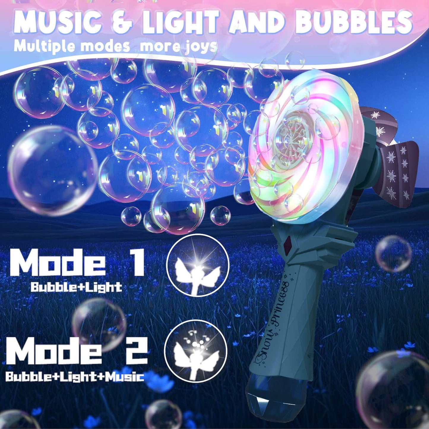 Britik Bubble Wands For Kids Age 4-8: Windmill Light Up Automatic Bubble Machine Rechargeable With 2 Bubble Solution Outdoor Par