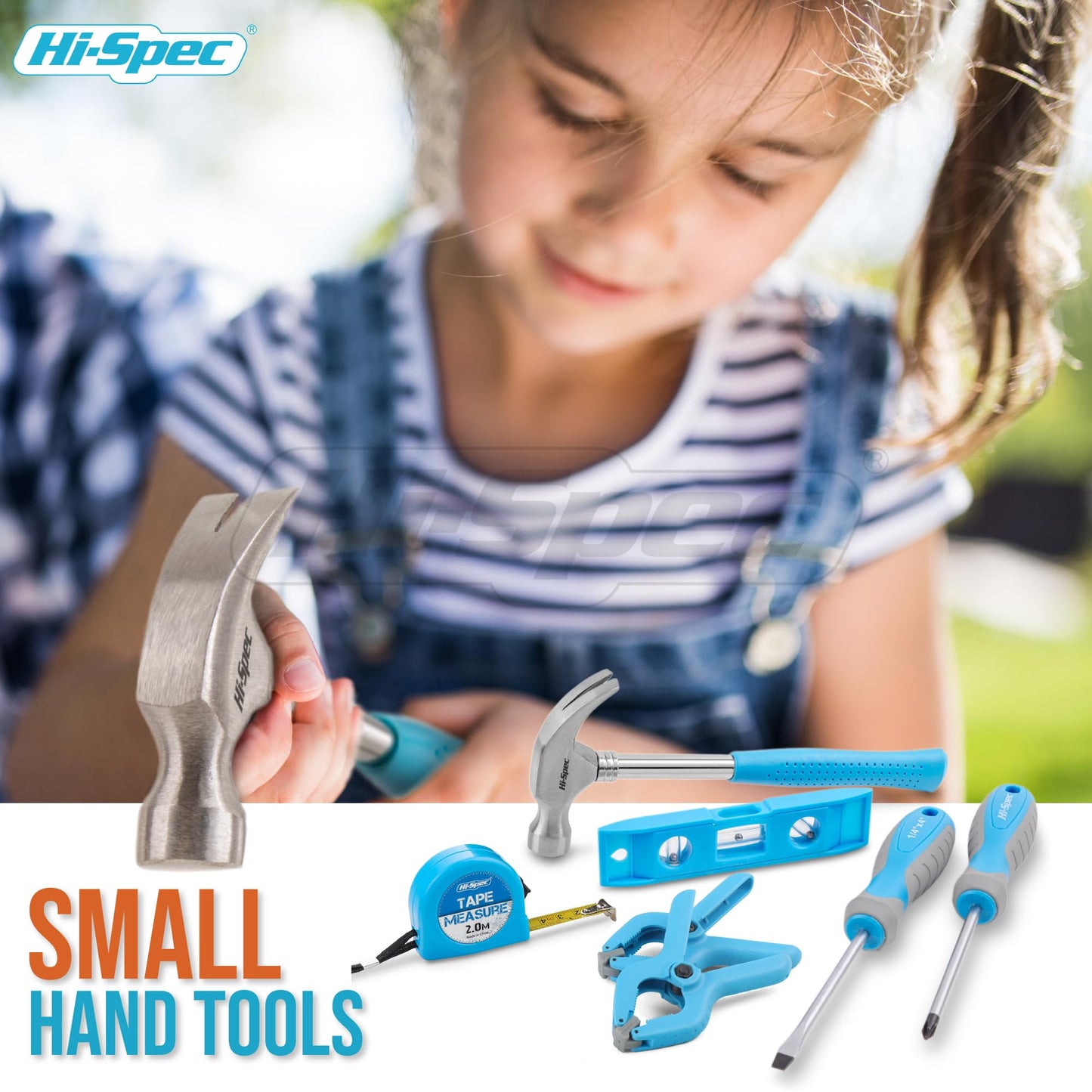 Hi-Spec 16pc Blue Kids Tool Kit Set & Child Size Tool Belt. Real Metal Hand Tools for DIY Building, Woodwork & Construction Lear