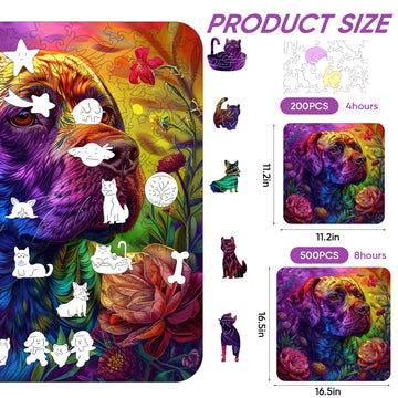Qiuenisray Wooden Jigsaw Puzzles-Colored Dog 200pcs 11.3x11.3in Medium Wooden Puzzles for mature-themeds Unique Shape Animal mature-themed Puzzles Irregular Wood Puzzles Best Gift for mature-themeds and Kids Family Game