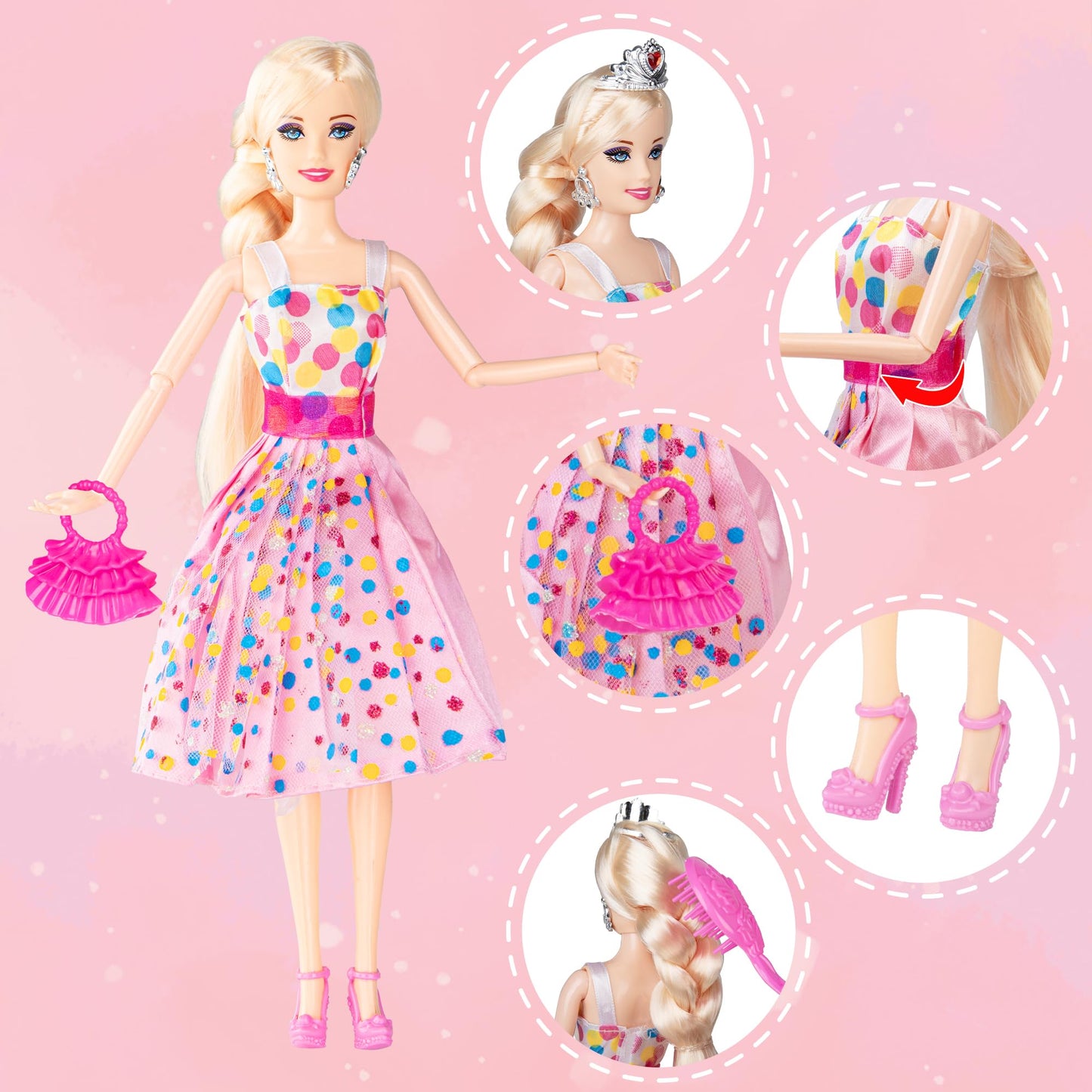 BETTINA Unicorn & Princess Doll Set - 11.5 Inch Magical Toys with Lights & Sounds, Pink, Perfect Gift for Girls Ages 3-8