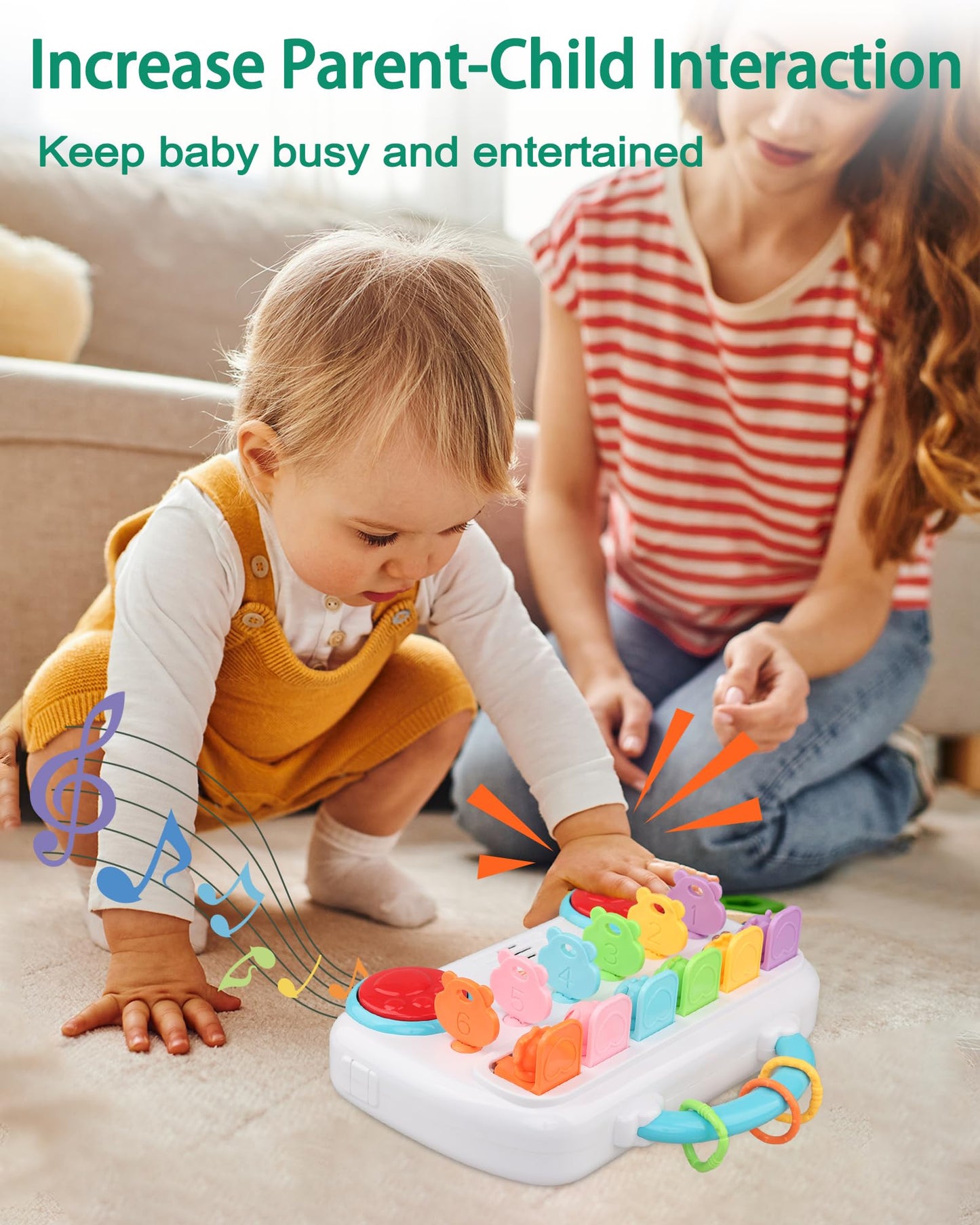 Interactive Pop Up Animal Toys, Cause And Effect Toys For 1 Year Old Boy Girl Birthday Gift, Baby Musical Toys With Music & Ligh
