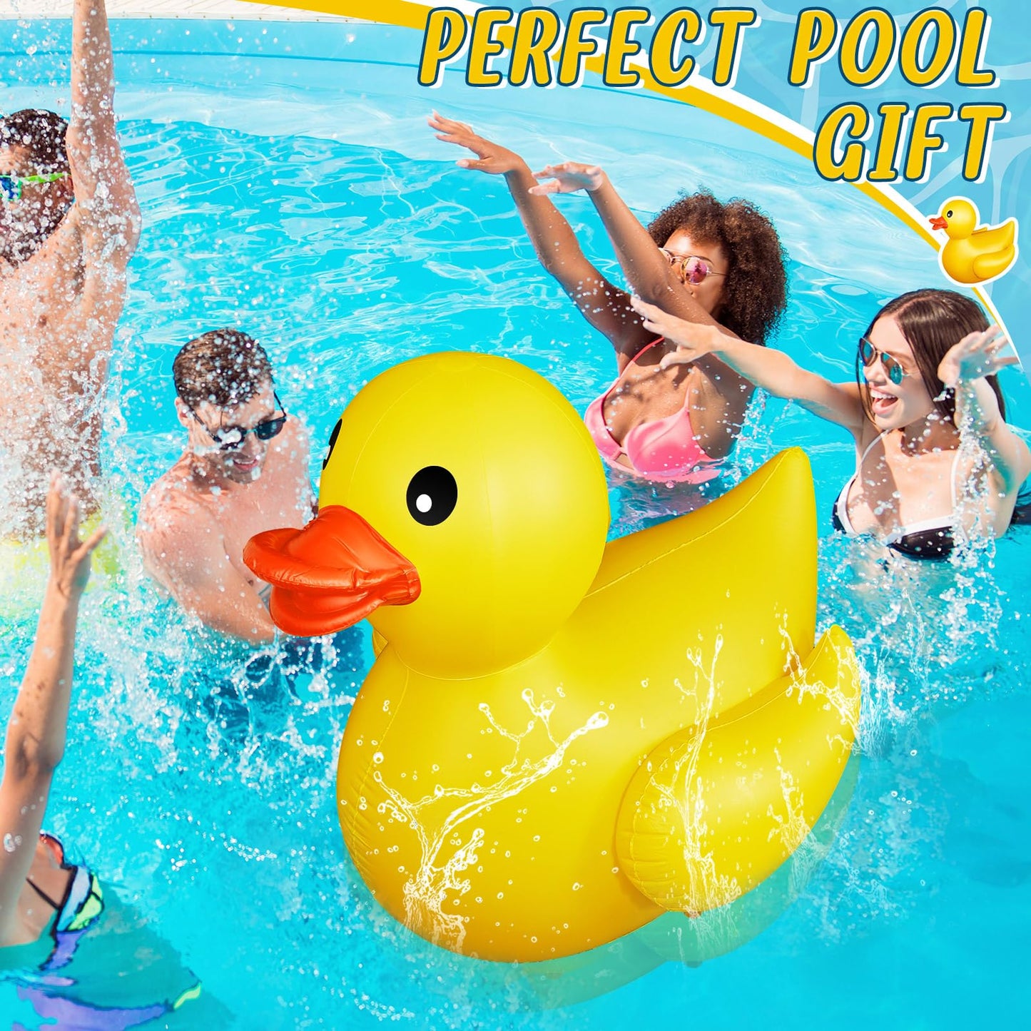 Hungdao 4 Feet Giant Inflatable Duck Huge Rubber Duck Large Blow Up Duck Inflatable Duck Pool Float For Kids Summer Beach Swimming Pool Carnival Birthday Party Decoration(Yellow)