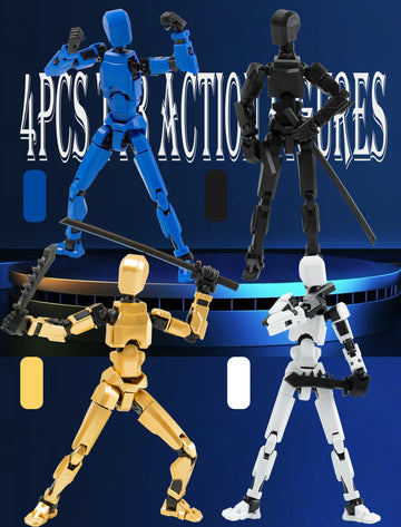 Sulliwayu 4Pcs Assembled Titan T-13 Action Figures Set Lucky Dummy Nova 13 Action Figure Robot Stick Figures Fidget Toys For Boy