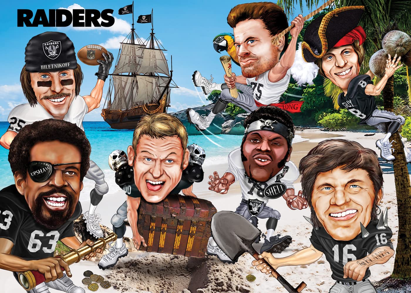MasterPieces 500 Piece Sports Jigsaw Puzzle for Adults - NFL Las Vegas Raiders All-Time Greats - 15x21