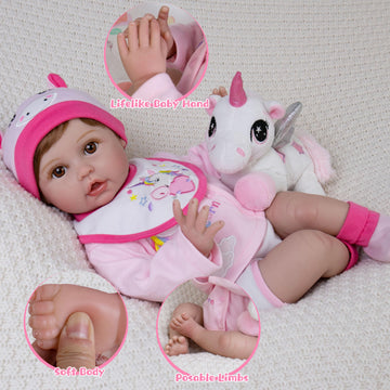 Ekokiz Lifelike Baby Dolls, 22-Inch Reborn Baby Dolls Soft Cloth Body Realistic Baby Doll Adorable Real Life Baby Dolls With Clo