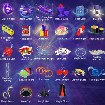 Magic Tricks Kit, 100+ Magic Tricks For Kids Age 6 7 8 9 10 11 12, Magician Costume For Pretend Play With Magic Props & Instruct