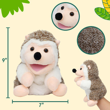 Easfan Hedgehog Hand Puppet With Movable Mouth Interactive Storytelling Cute Soft Plush Toy Creativity And Imagination Easter Ch