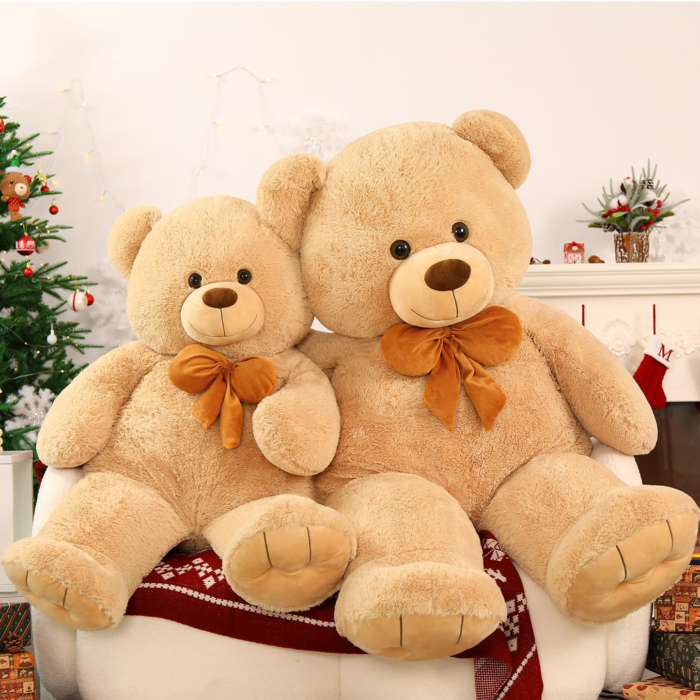 Morismos Giant Teddy Bear 4 Ft Stuffed Animal For Girlfriend,Cuddly Stuffed Big Bear Plush Toy For Valentines Gift,47 Inches Big Stuffed Animal Bear Christmas Baby Shower For Boyfriend,Wife,Children