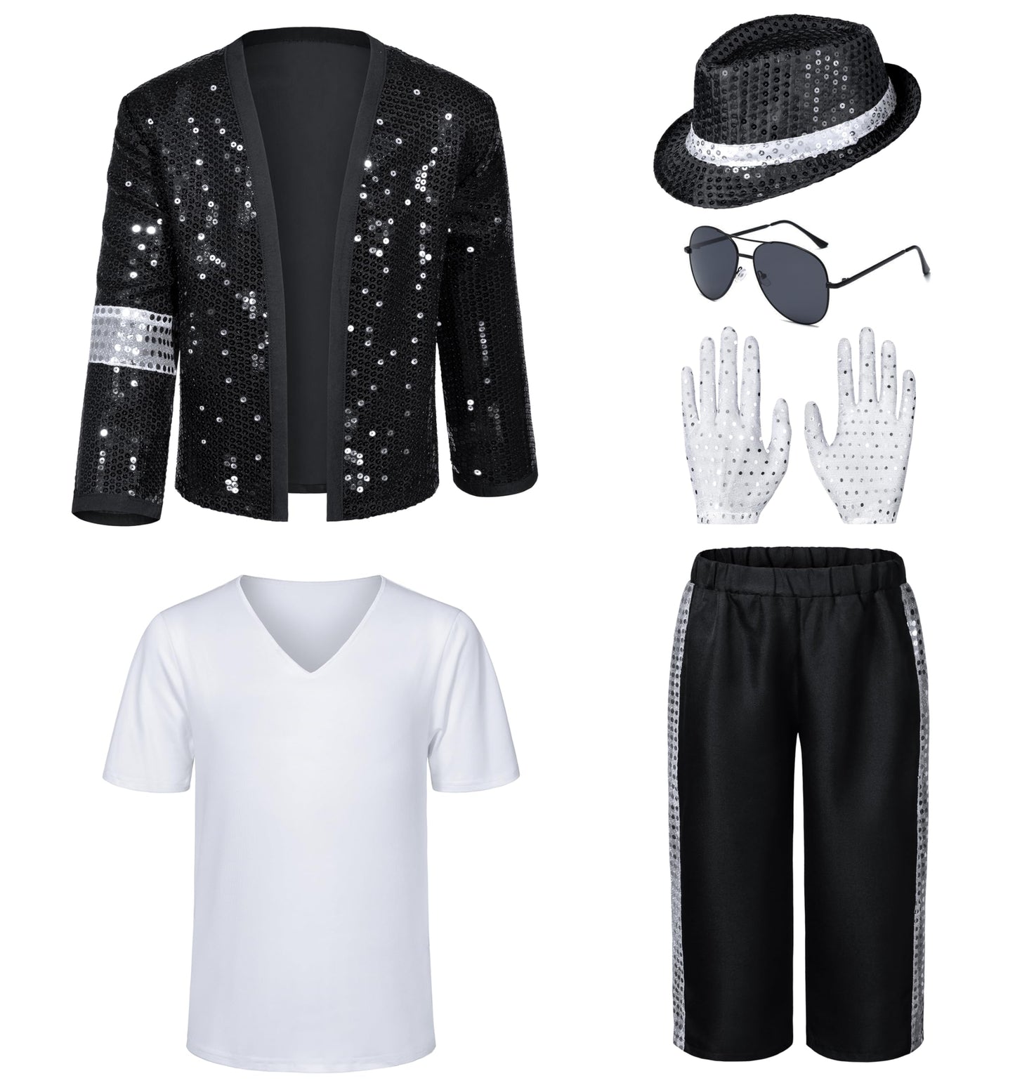 Dance Star Kids Costume For Boys 80S 90S Pop Stage Cosplay Party Halloween Role Play Black 11-12 Years