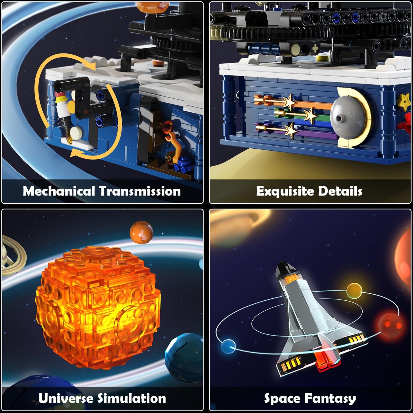 Solar System Building Sets With Light - Rotatable Space Exploration Building Toys With 9 Planets & Rocket Sets Science Astronomy