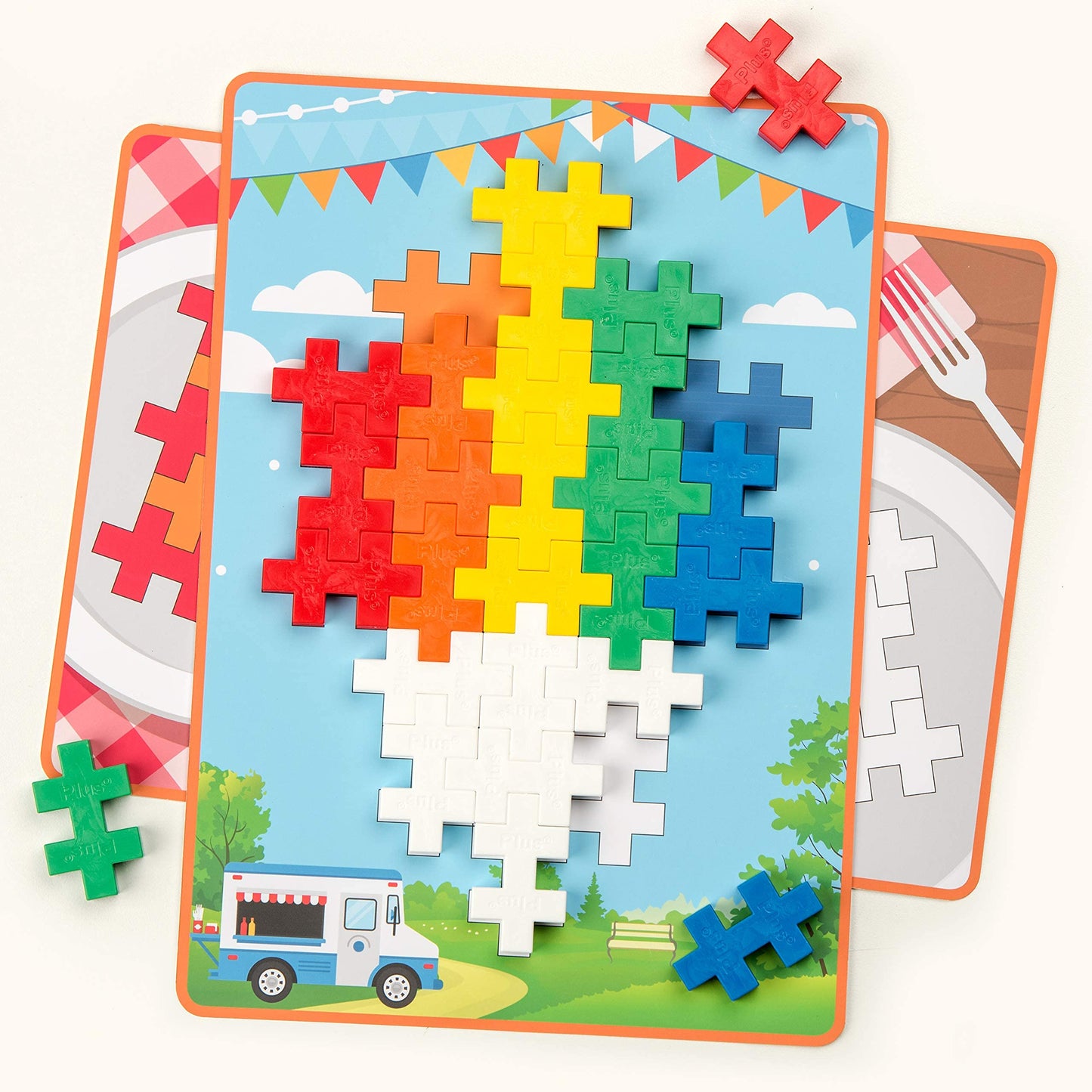 Plus Plus - Big - Big Picture Puzzles, Basic Color Mix - Construction Building Stem Toy, Interlocking Large Puzzle Blocks For To